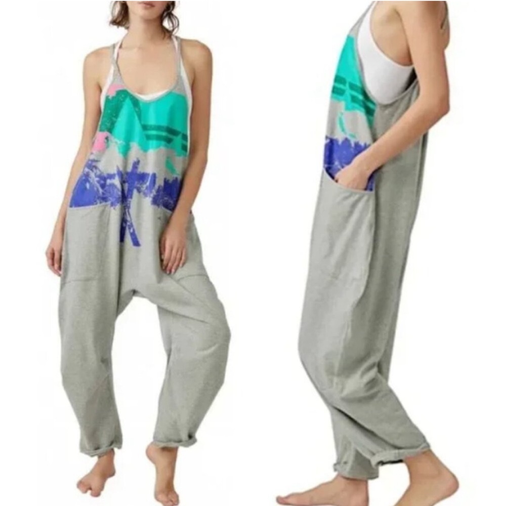 FP Movement Gray Jumpsuit Relaxed Fit Wide-Leg